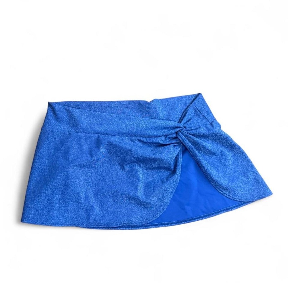 Lands End Womens Sparkle Swim Skirt Coverup Side Tie Blue Purple Large 14-16